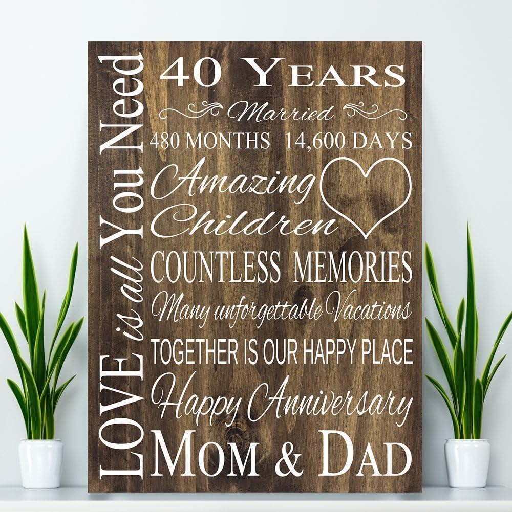 40 Year Anniversary Gift, Ruby Anniversary Wood Board wedding anniversary, anniversary gift, parents anniversary, Handpainted Sign Anniversary gift, Gift For Parents, Gift for Grandparents