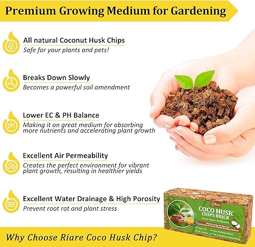 Miniatura 3 de Paquete de 6 sustratos de chips de coco para plantas, ladrillo de cáscara de coco 100% orgánico de 6.6 libras con baja EC y pH equilibrado, sustrato