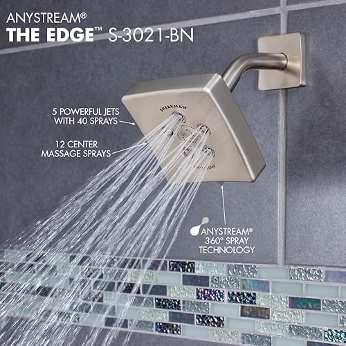 Vista 13 de Speakman, Cromo pulido S-3021 Kubos Anystream alta presión ajustable 2.5 GPM cabezal de ducha