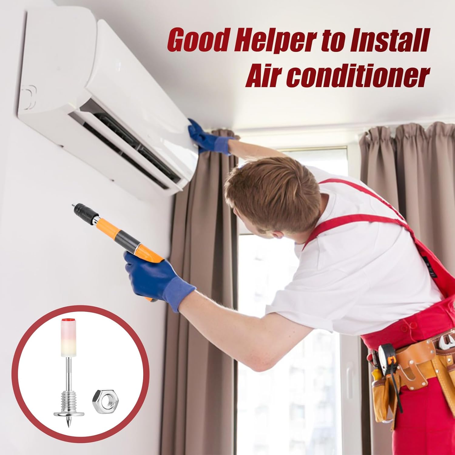 150 Pcs Manual Steel Nail, Nails for Manual Steel Nail Gun, 7.3mm Dia Round Concrete Nail, M8 Screw Nut Nails for Concrete Ceiling Cable Ducts Fixed Slotting Device Repair Tool