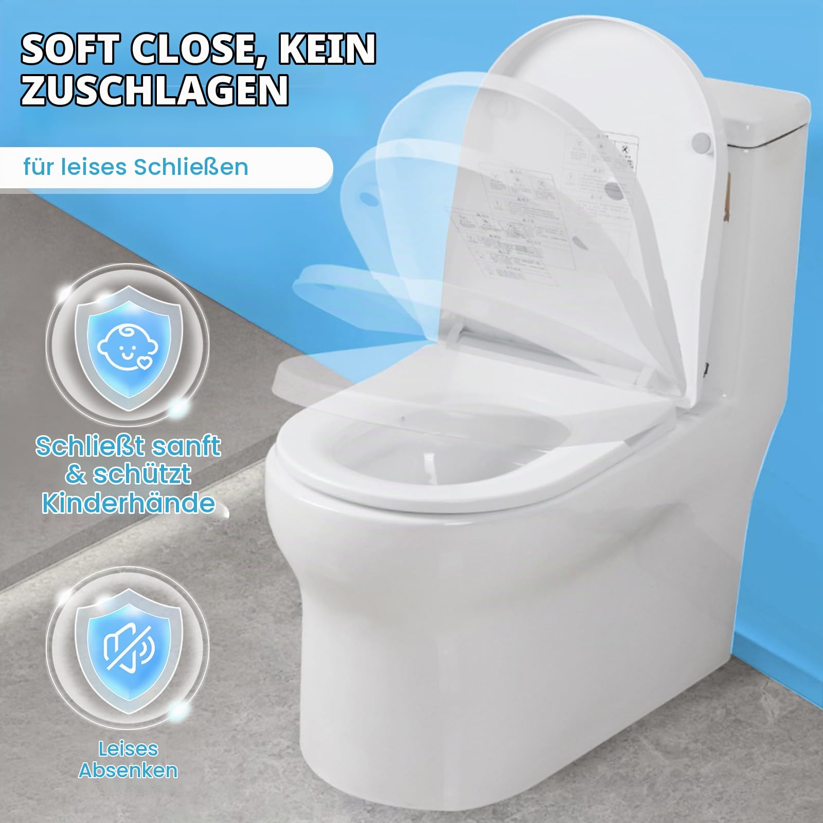 Smart Toilettensitz, Beheizter WC Sitz mit Nachtlicht