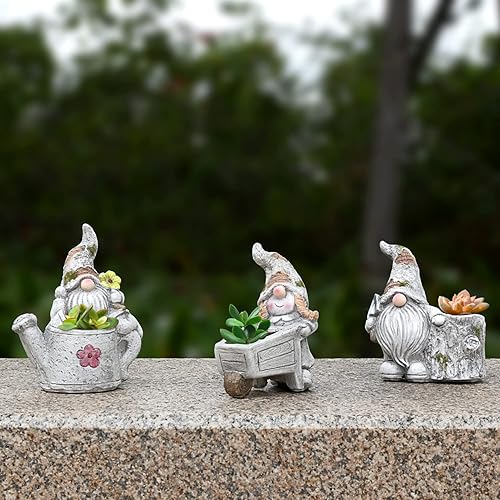 Miniatura 7 de Tfro & Cile Macetero para suculentas para plantas de exterior, macetas únicas de gnomos con drenaje, pequeñas y lindas macetas para jardín y patio,