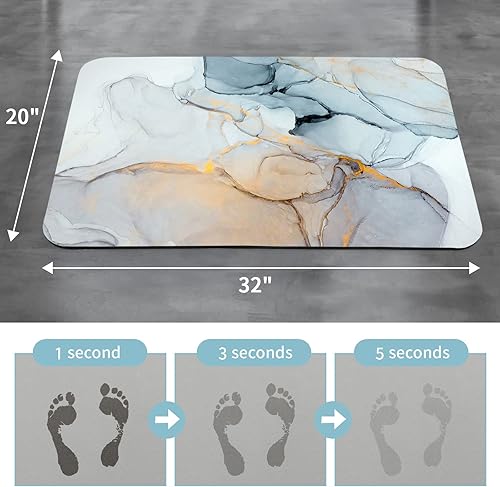 Vista 2 de Gibelle Alfombra de baño súper absorbente, de secado rápido, delgada, para debajo de la puerta, antideslizante, parte trasera de goma, para frente