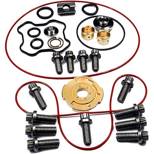 Turbo Upgraded Rebuild Kit Compatible for 1994-2003 Ford 7.3L Powerstroke, 360° Thrust for Garrett GTP38 & TP38, Turbo Repair Upgraded Rebuild Kit, Installation Instructions Included
