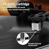 Vista 4 de Record Player with Built-in Four Stereo Speakers, Three LED Lighting Modes, AT-3600L Cartridge, All-in-one Vinyl Record Player Support Bluetooth