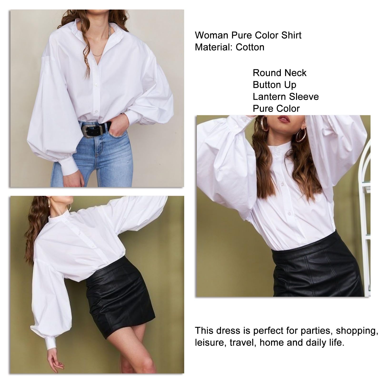 Camicia da Donna, Camicetta da Shopping da Donna a Manica Lunga Lanterna per Donna (#2)