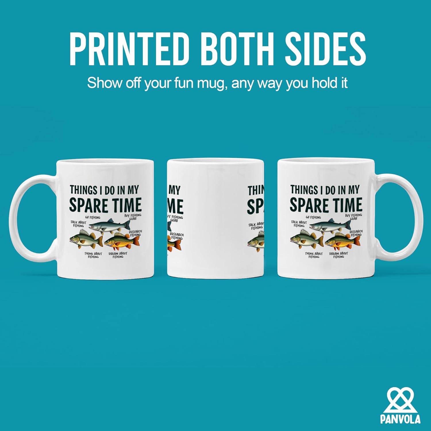 Panvola Things I Do In My Spare Time Fishing Gifts Fisherman Fishing Enthusiast Gifts for Dad Grandpa Husband Brother Father's Day Novelty Drinkware Ceramic Mug 11 oz White - Image 3