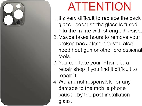Miniatura 8 de 12 Pro Max Reemplazo de vidrio trasero para iPhone 12pro Max cubierta trasera de vidrio de 6.7 pulgadas con cinta preinstalada instrucciones