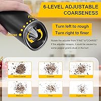 Vista 4 de Gravity - Molinillo eléctrico de sal y pimienta, molinillo de pimienta con batería automática, gran capacidad, grosor ajustable, acero inoxidable