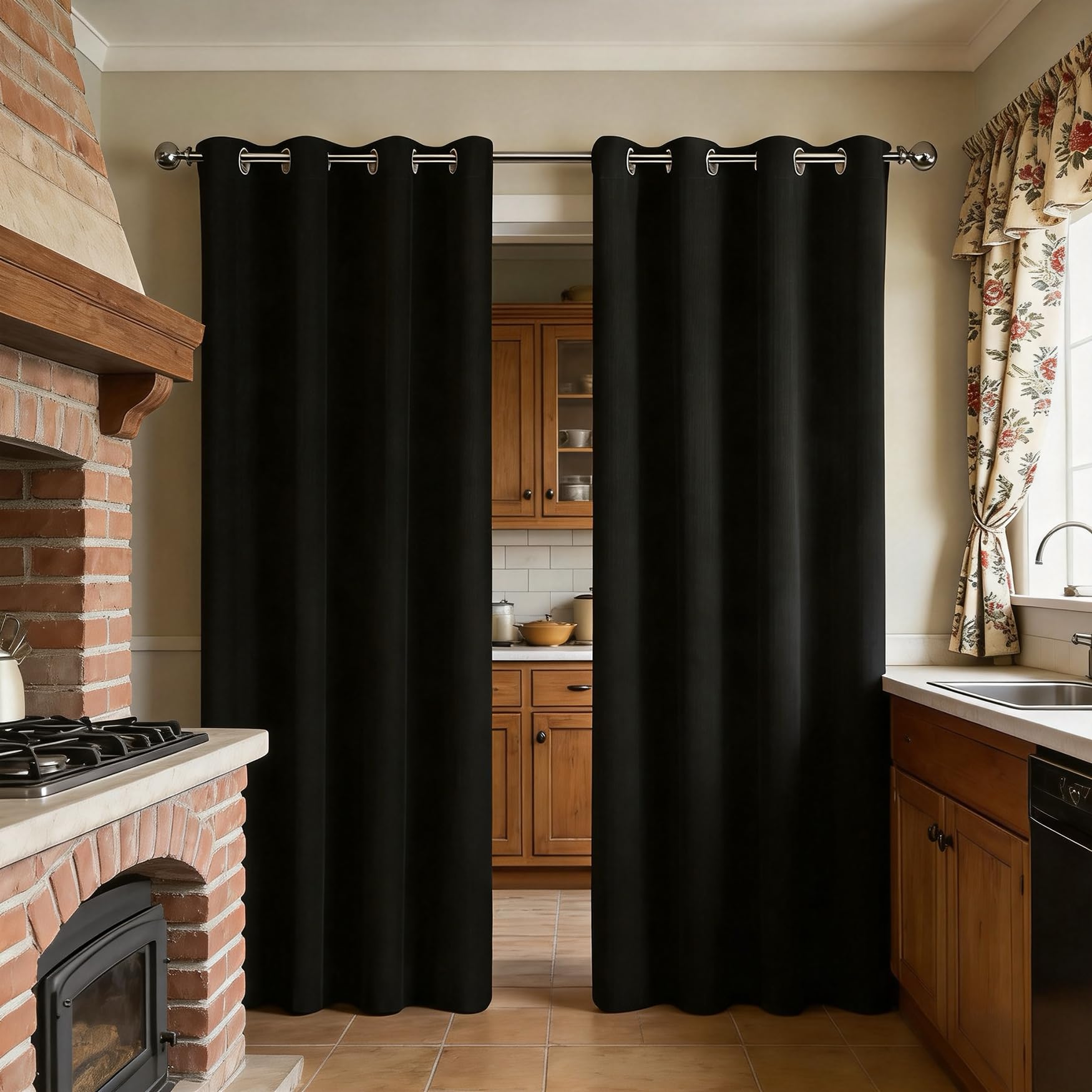 Rideau thermique 115 x 160 cm bloquer lumiere rideaux occultants isolant anti froid noir maison