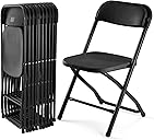 DUMOS Folding Chairs Sets of 10, 330lbs Plastic Stackable Portable Patio Dining Sets, Fold Up for Indoor Outdoor, Camping, Garden, Party, Meeting (Black)