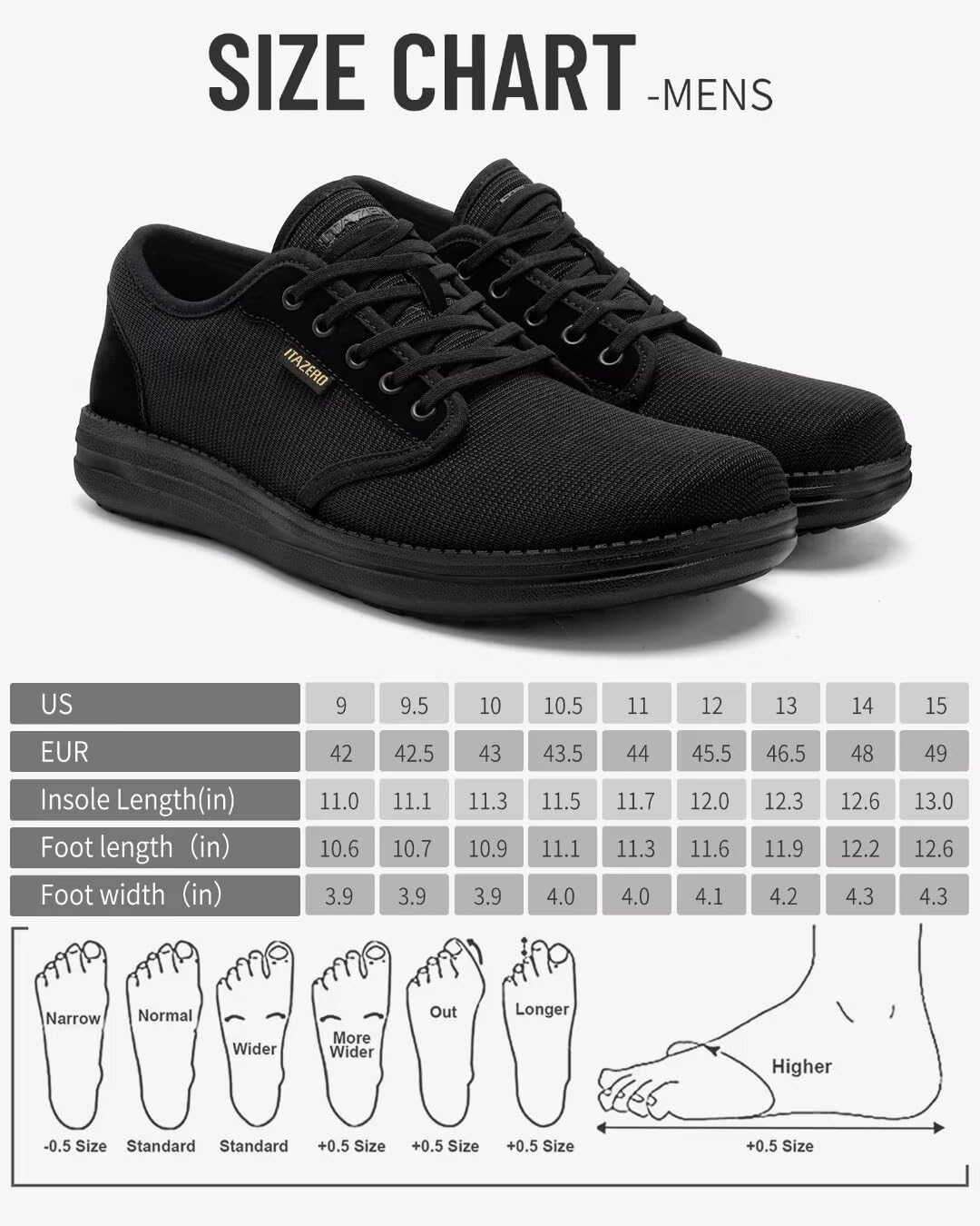 1TAZERO Mocasines ortopédicos para hombre, extra anchos, para diabéticos, para pies hinchados, cómodos para caminar con soporte de arco para fascitis plantar