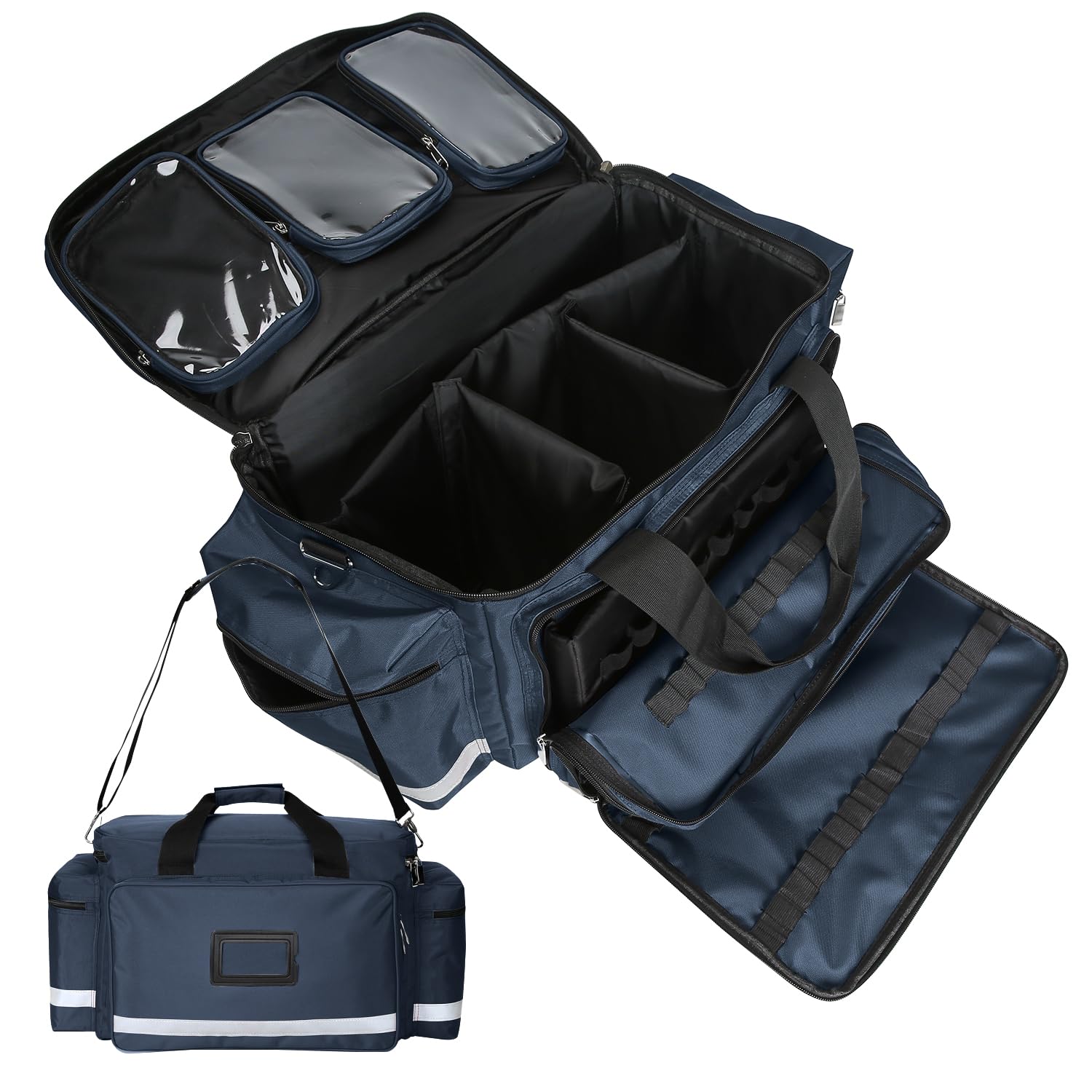 First Aid Kit Empty Emergency Kits -Waterproof Fire Prevention Wear Resisting Adjustable Straps First Aid Bag For Travel, Home, Office, Car, Hiking, Workplace & Outdoor Navy Blue 25 * 35 * 45 - View #11