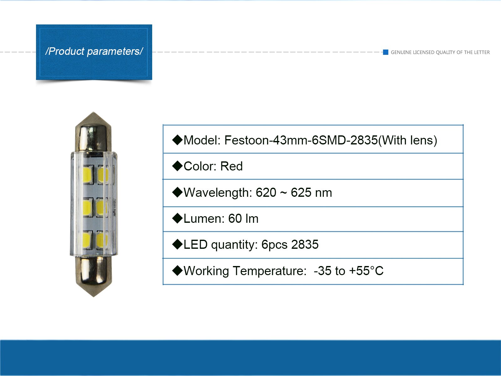 NJYTouch 10 X 43mm 6SMD 2835 211 Red Festoon Dome Map Interior LED Light Bulbs With 7 kinds Color