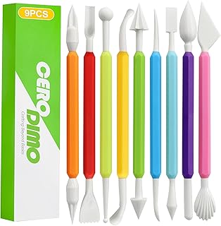 CeroDimo 9 Pack Clay Sculpting Tools Set Double End Pottery Modeling Tools Clay Carving and Shaping Tools Air Dry Clay Tool Kit for DIY Craft Projects Polymer Clay Tools Assorted Colors