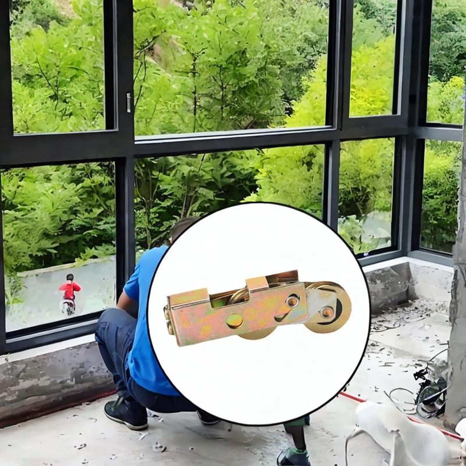 Rullo per Porta Scorrevole in Vetro, 6 Pezzi di Ricambio per puleggia per Finestra da Patio, ferramenta Tandem Regolabile, Cuscinetto in Lega Alluminio, Liscio e Silenzioso