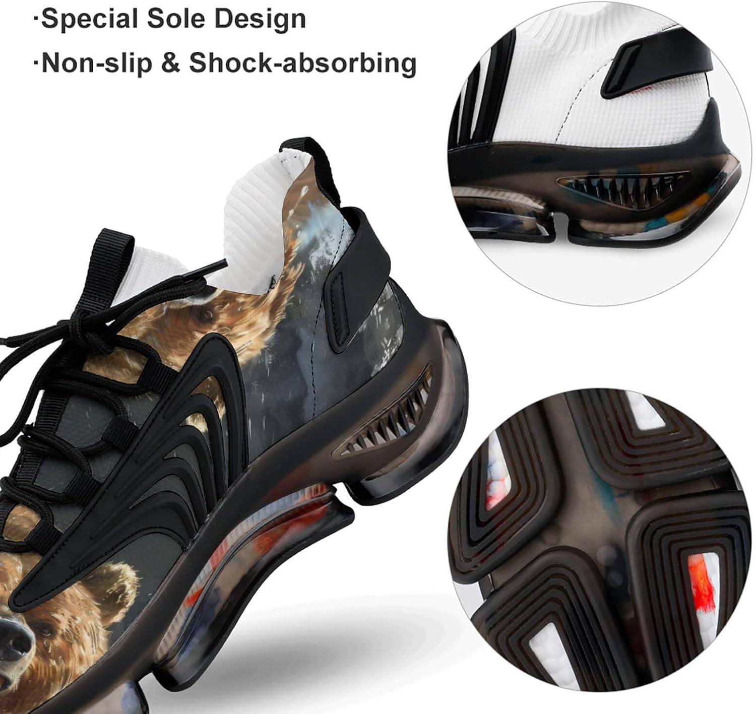 Angry Grizzly Bear Funny Women's Sneakers Lightweight Running Shoe Tennis Shoes