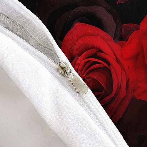 Miniatura 118 de AILONEN Juego de funda de edredón de calavera de azúcar, tamaño Queen, juego de funda de edredón de calavera de rosa roja, juego de ropa de cama