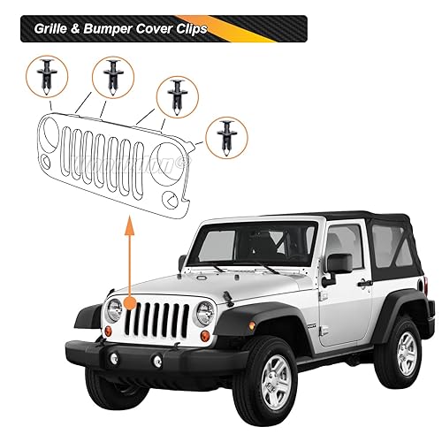 Miniatura 3 de Woodzdon 50 piezas de clip de cubierta de parachoques de retención de rejilla 6503598 apto para Jeep Wrangler 2007-2020, Grand Cherokee WK 2005-2010