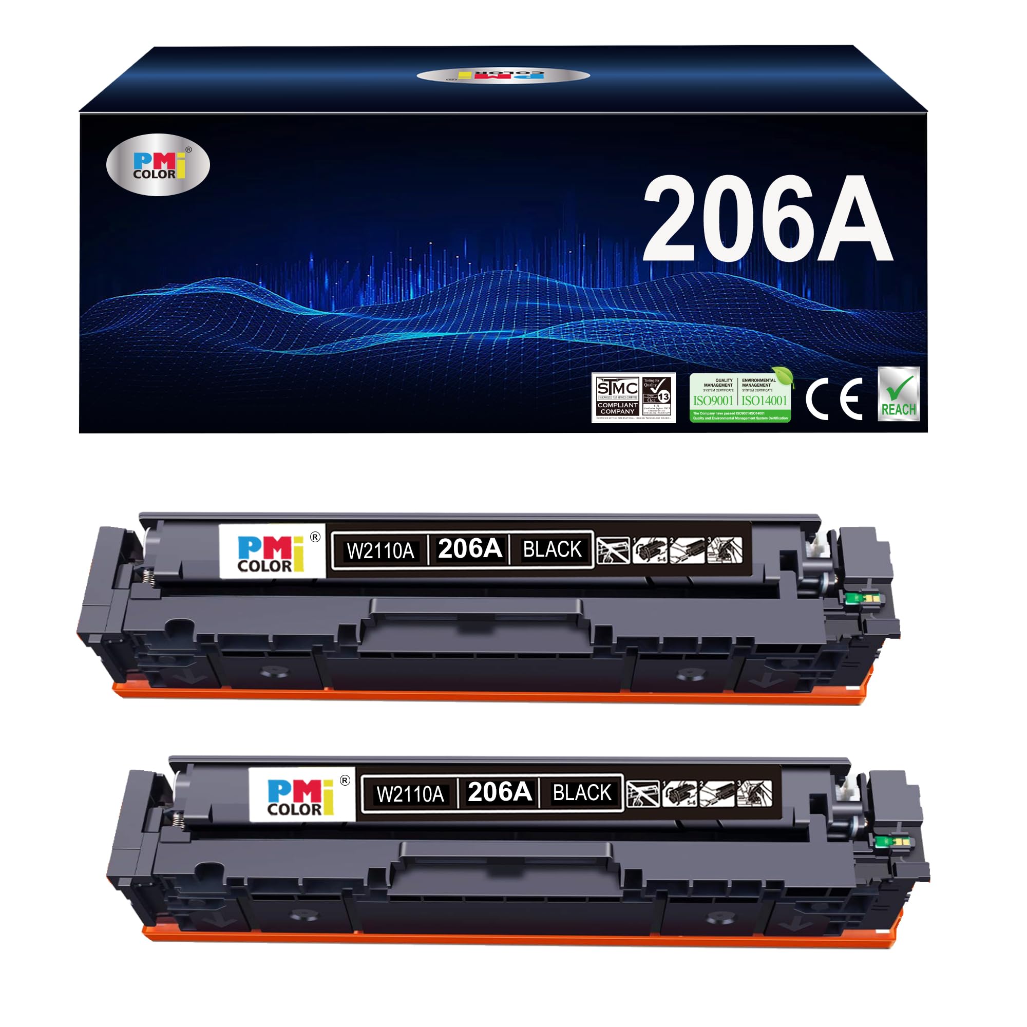 206A Black Toner Cartridge W2110A, 2-Pack
