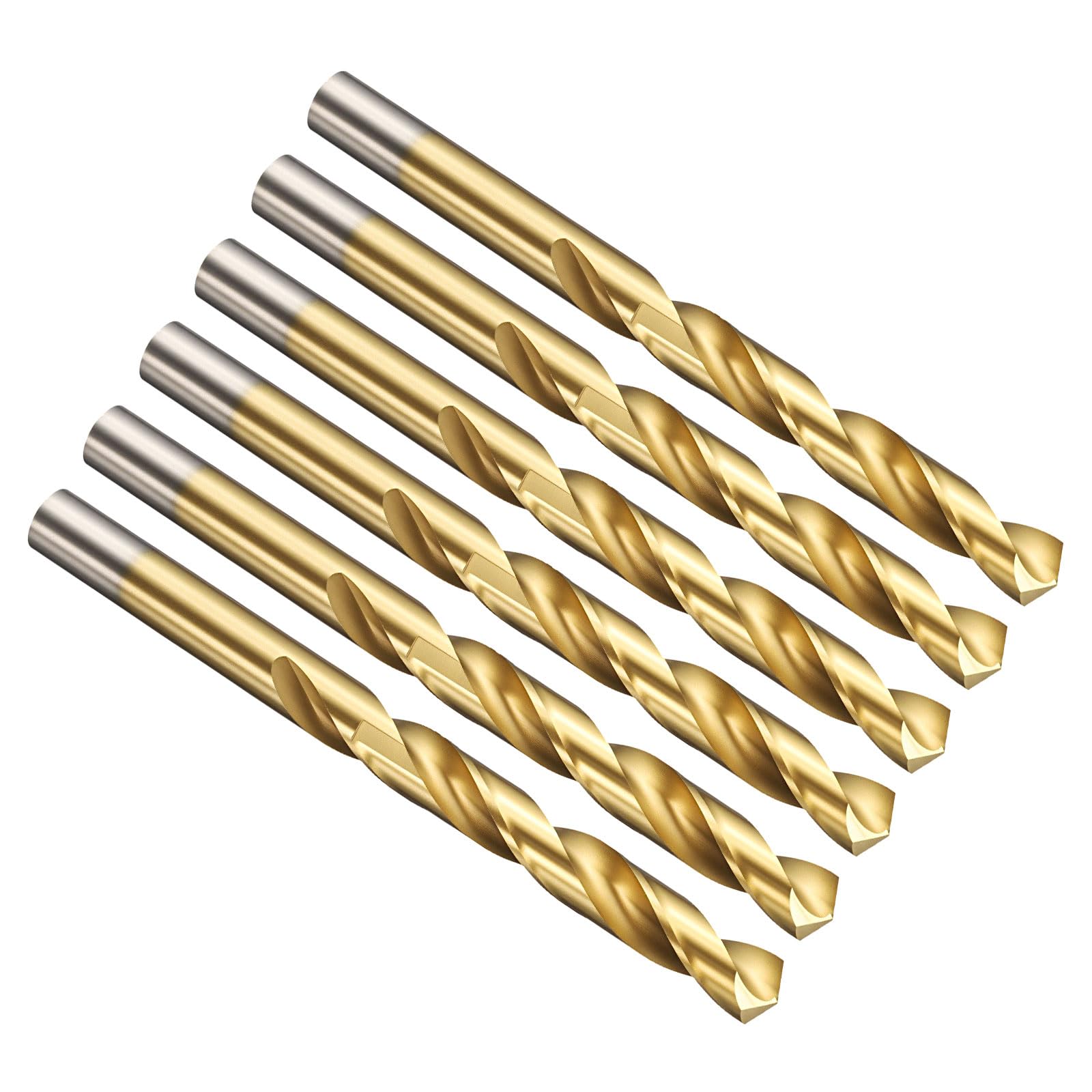 PATIKIL 10.5mm Drill Bit, Jobber Straight Shank M2 High-Speed Steel 135° Titanium Nitride TiN Coated for Stainless Steel Hard Metal - 6 Pack — image 1