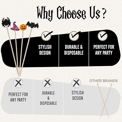 Miniatura 7 de 200 palillos de dientes de Halloween, palillos de cóctel de Halloween de 4.7 pulgadas, perfectos para palillos de comida de Halloween, palillos de