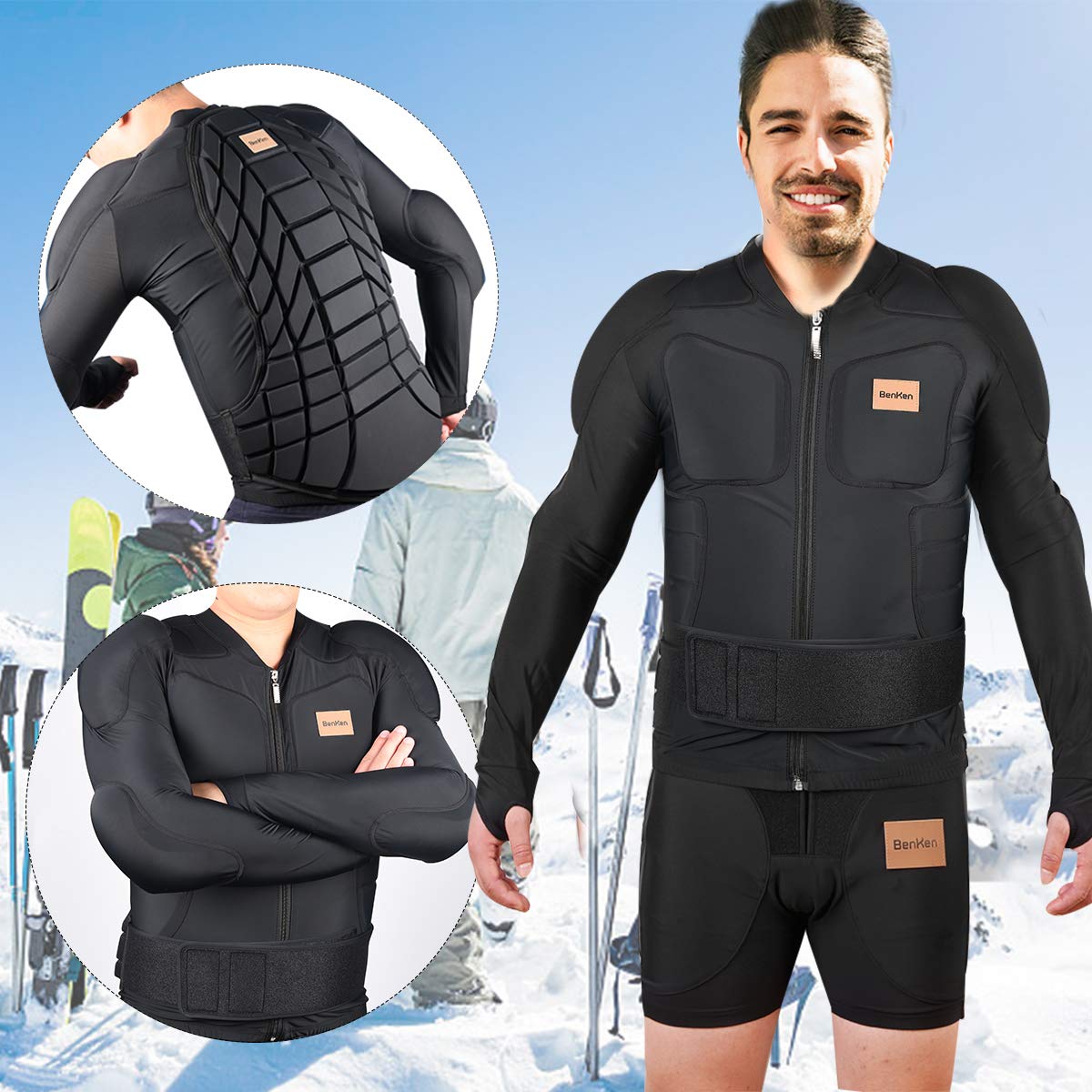 BenKen Ultra Leichter Schutzausrüstung Ski Körper Panzer Rücken Protektor, Außen- Sports Antikollision Backprotector Protektorenjacke für Snowboard Skaten MTB Motorrad Motocross