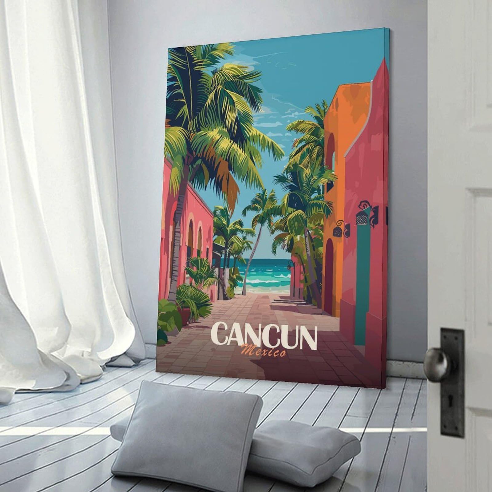 Junmoney Cancun Mexico Travel (2) Wall Art Print 24x36inch(60x90cm), for Hallway, Entryway Or Landing, A Neat Decor Update for Hallways, for Everyday Interiors