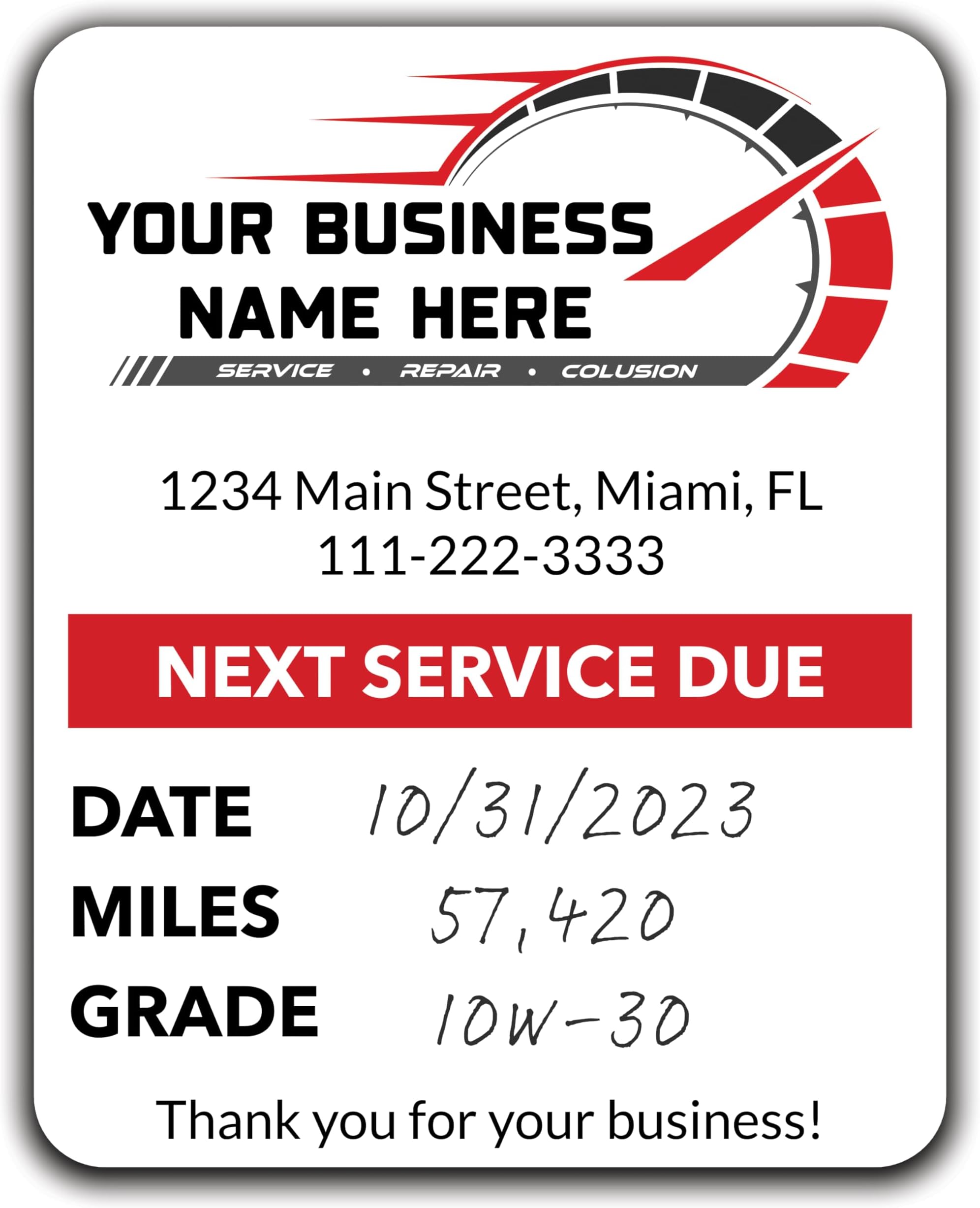 - Custom Oil Change Stickers with Your Logo - Personalized Oil Change Window Labels (15-5000 Stickers)