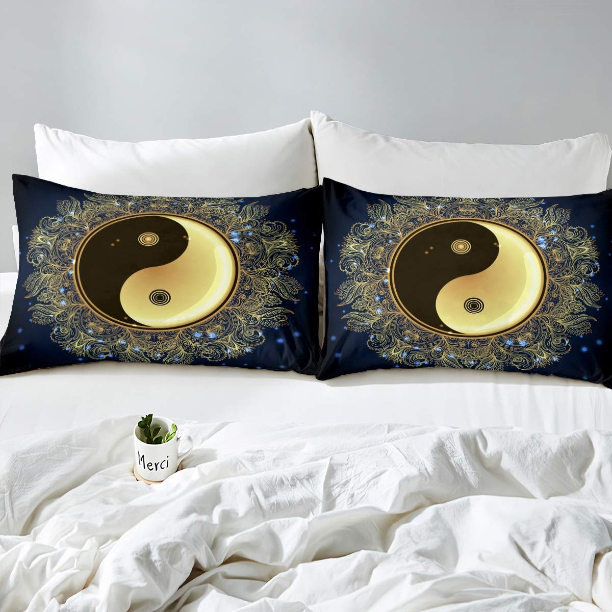 Yin Yang Bedding Set for Kids Boys Girls Teens Boho Trippy Psychedelic Art Gossip Comforter Cover Skin-Friendly Microfiber Bedclothes Decor 3Pcs Duvet Cover With 2 Pillowcase Super King - Image 3