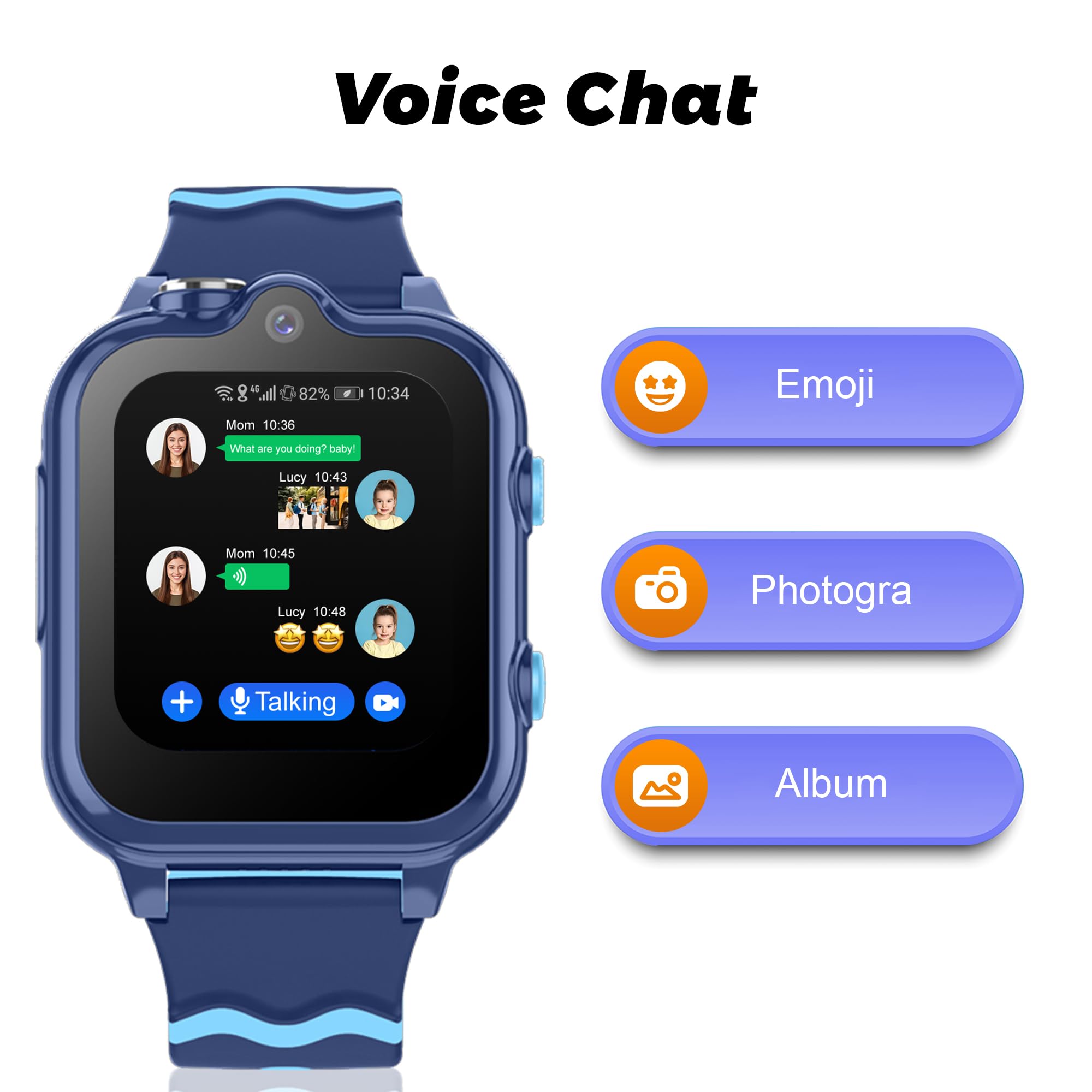Carneedi Smartwatch Bambini GPS 4G Orologio Intelligente con WiFi Videochiamata SOS fotocamera Messaggio Modalità Classe Lettore Musicale Notifica Vibrazione Orologio Telefono per Ragazzi e Ragazze