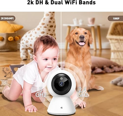 Miniatura 2 de BJR Cámaras de seguridad WiFi de 5 GHz para interiores, panorámicainclinación, cámara HD de 2 K, detección de movimiento para monitor de mascotas de