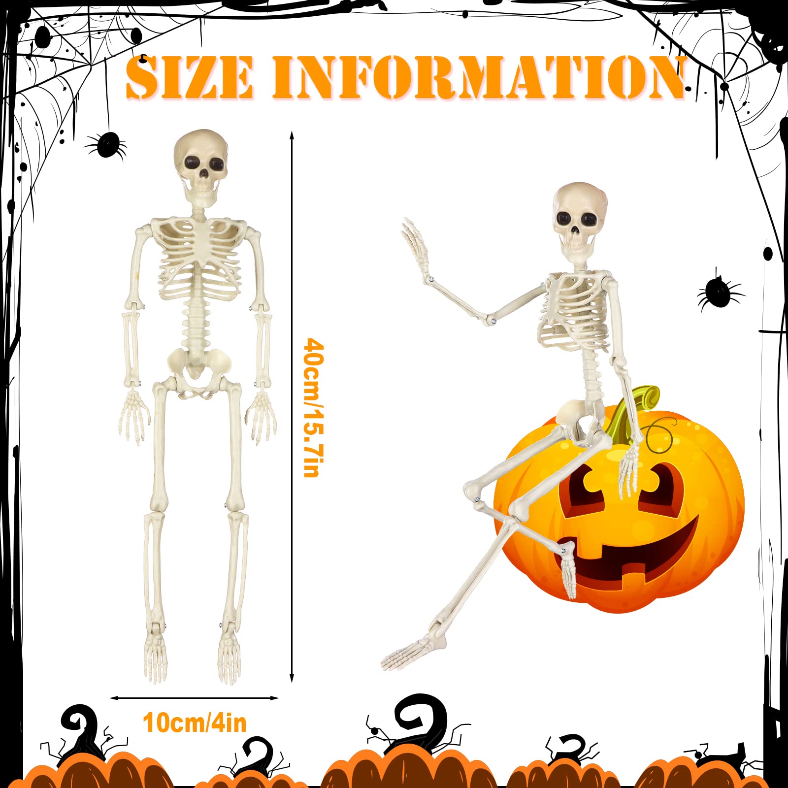 Homefantasy 2 Pièces Squelette Halloween,Squelette D