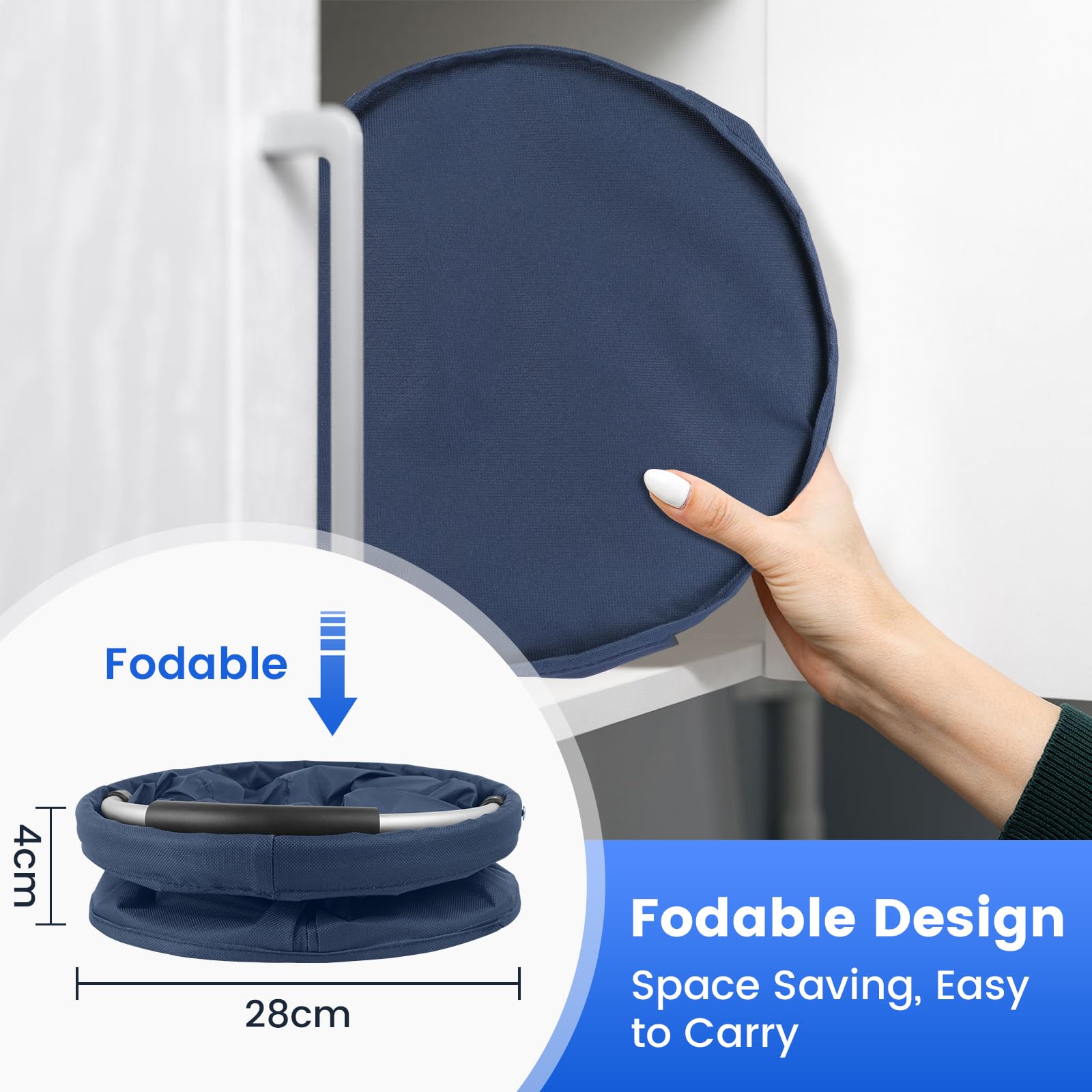 Carello Pulizie con Manico,2 Cestini Porta Atrezzi con 6 Tasche Esterne,Borsa Organizer Pieghevole Sacca Portaoggetti Borsa per Utensili di Pulizia,Contenitore per Pulizia Professionale,Blu