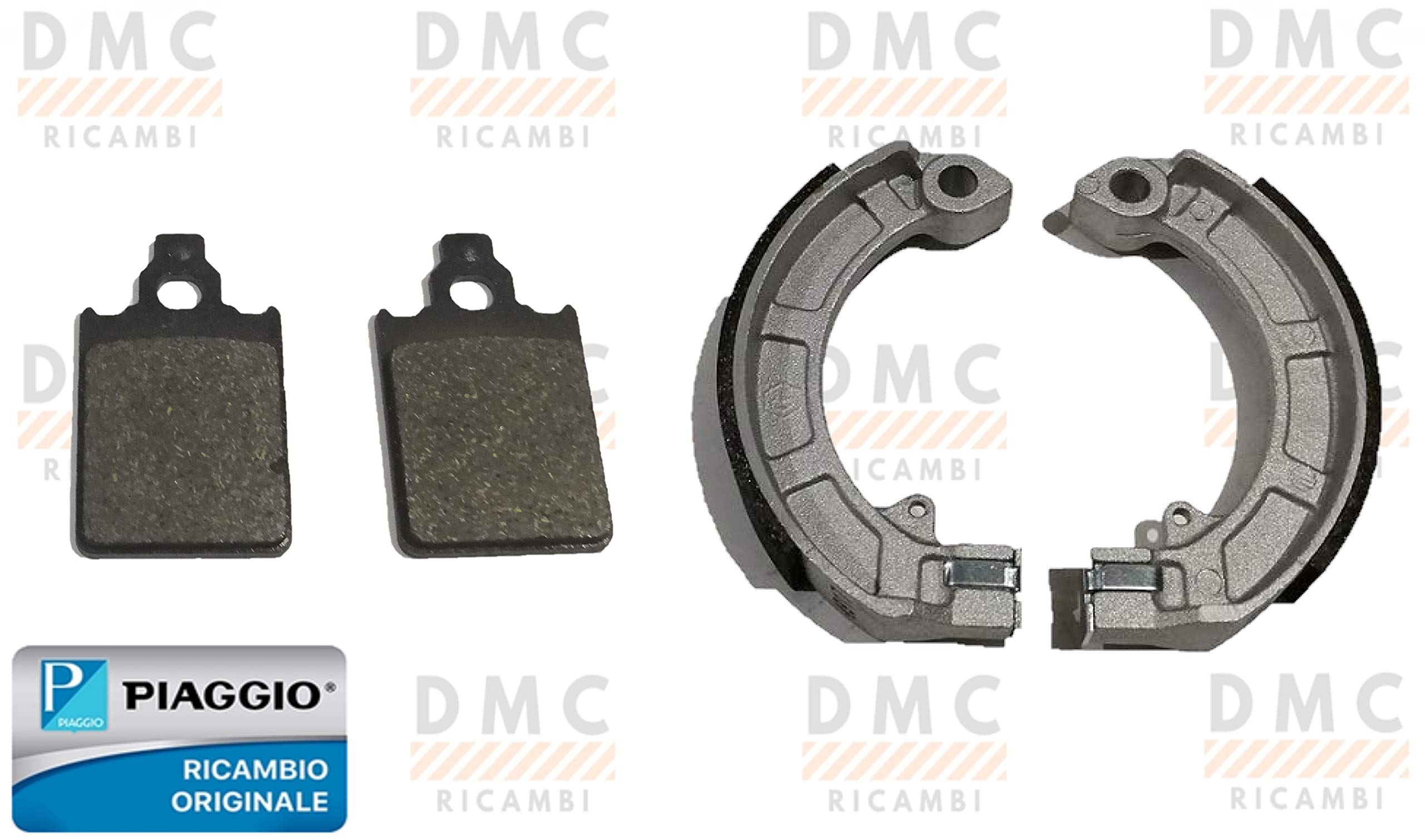 KIT PASTIGLIE FRENO ANTERIORI + GANASCE FRENO POSTERIORI VESPA PX FRENO A DISCO ORIGINALE PIAGGIO