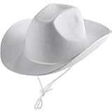 White Cowboy Hat - (Pack of 2) for Adults with Adjustable Neck Drawstring, Dress-up Parties, and Play Costume Accessories, Fits Most Teen Girls Boys