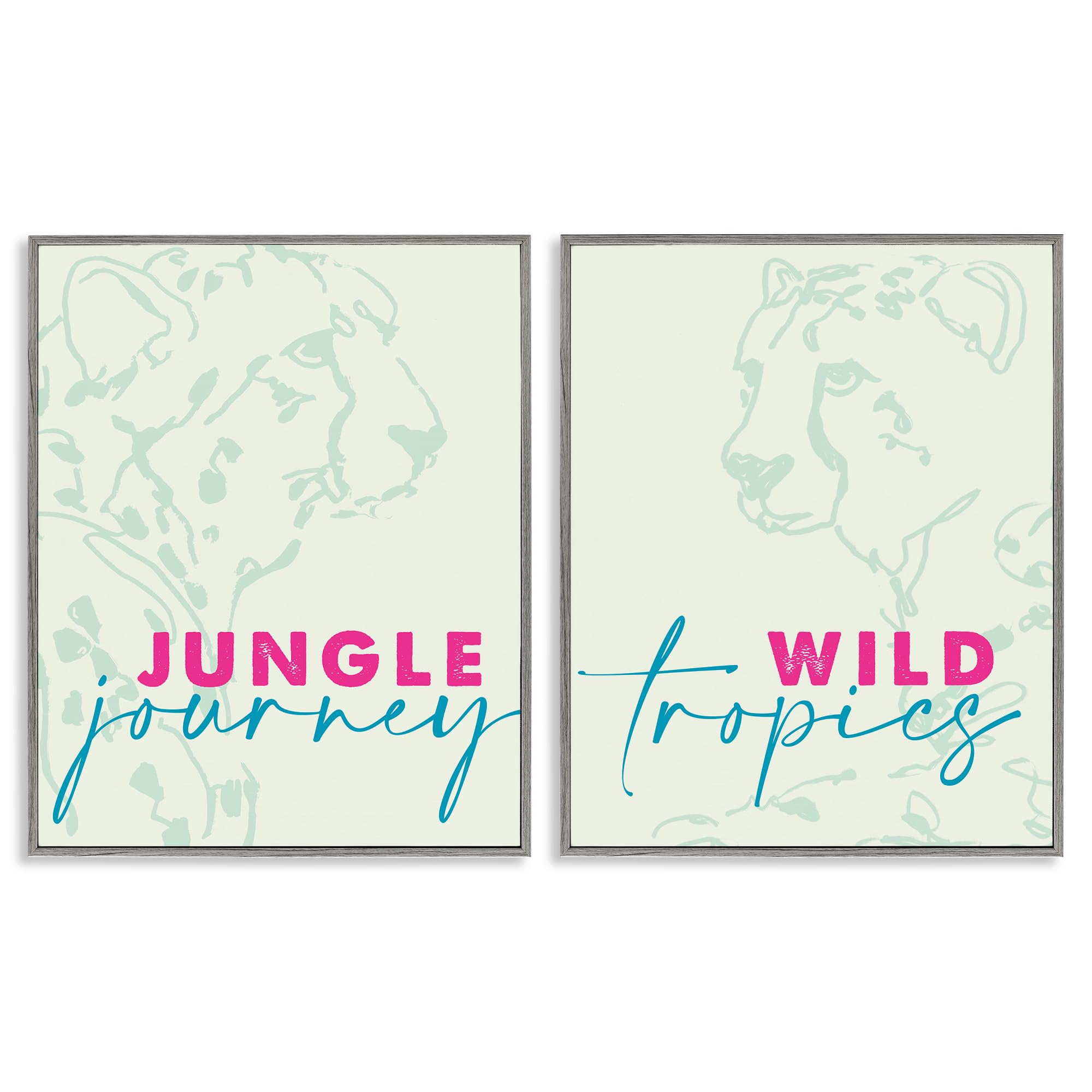 Stupell Industries Farmhouse Gray (Textured) Wildlife Phrases Cheetahs, 16 X 20 Inch Framed Giclée Print Set