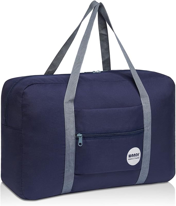 WANDF Bolsa de viaje para artículos personales, bolsa de viaje para mujer | 18 x 14 x 8 pulgadas, aprobado para el asiento debajo del asiento de la aerolínea, viajes nocturnos de fin de semana, ligero y plegable