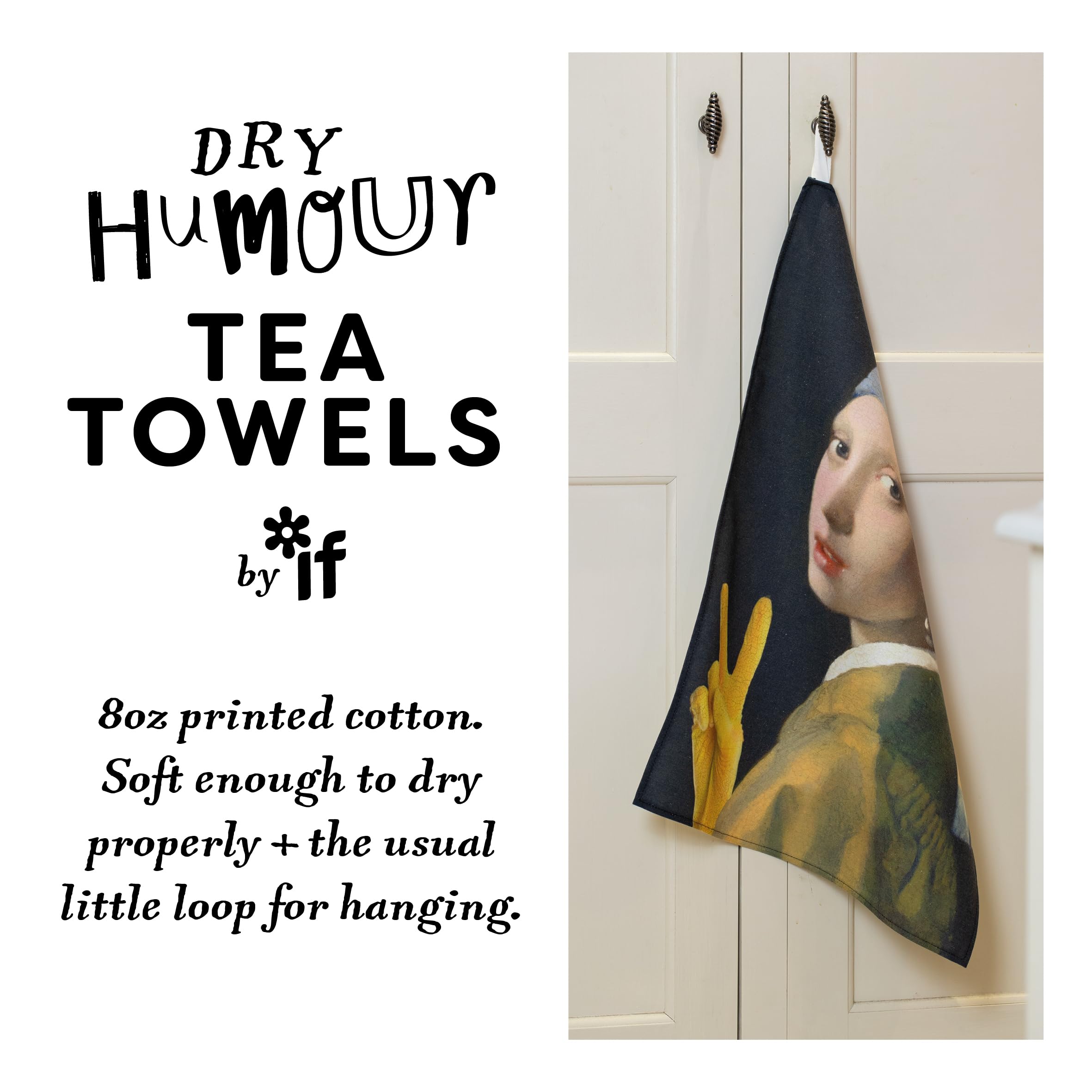 IF Dry Humour - Tea Towel - The Girl with a Yellow Glove, Pattern - Image 4
