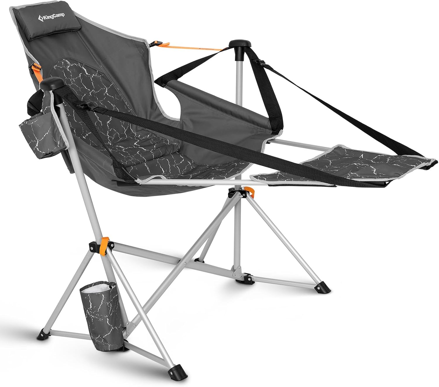 KingCamp Hammock Chair with Footrest – Heavy Duty Swinging Rocking Camping Chairs for Adults up to 400lbs, Folding Portable Oversized Rocker with Cup Holder & Pillow for Outdoor Beach Lawn RV Sports