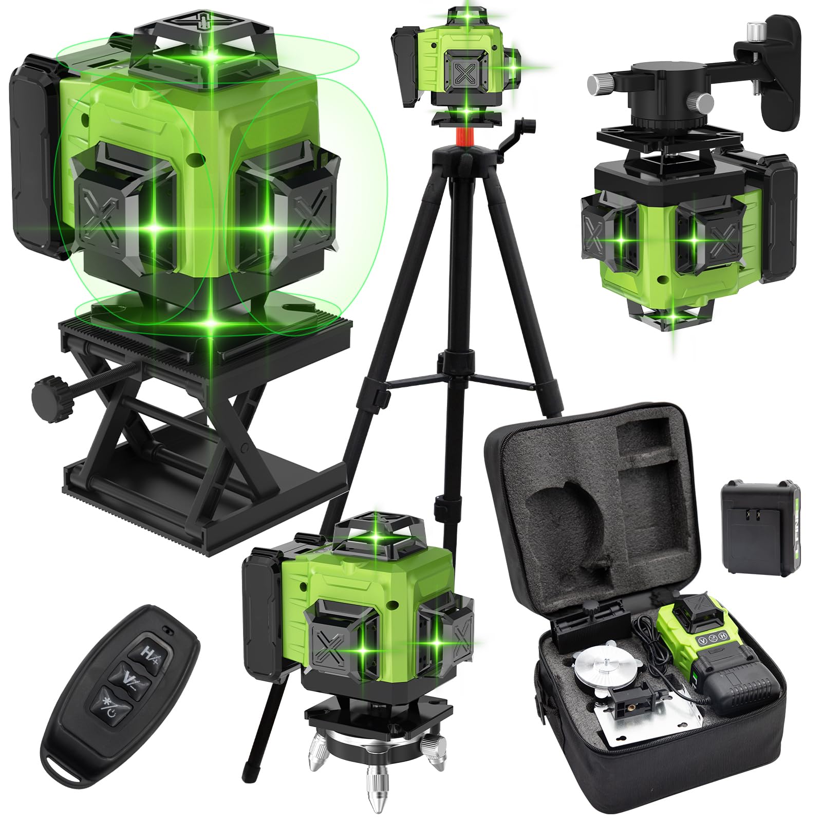 Livella Laser 4 X 360°, Strumento Di Livellamento Incrociato Autolivellante 4d 16 Linee Laser 25 M Lk 808 Con 2 Batteriesupporto Per Treppiede Da 12m 85212032 - Foto 9