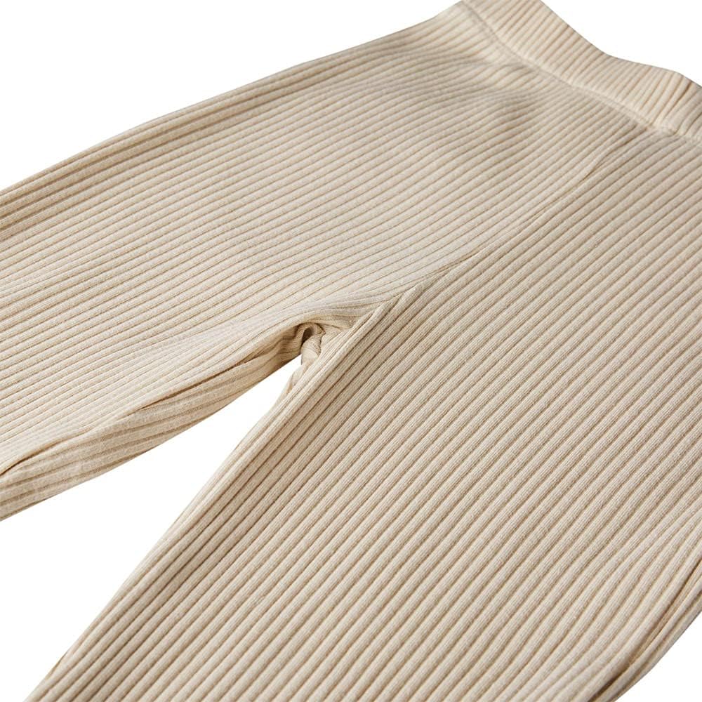 Noomelfish Girls Basic Ribbed Leggings Kids Cotton Kint Footless Full Length Tights Pants (2-14 Years) - Image 2