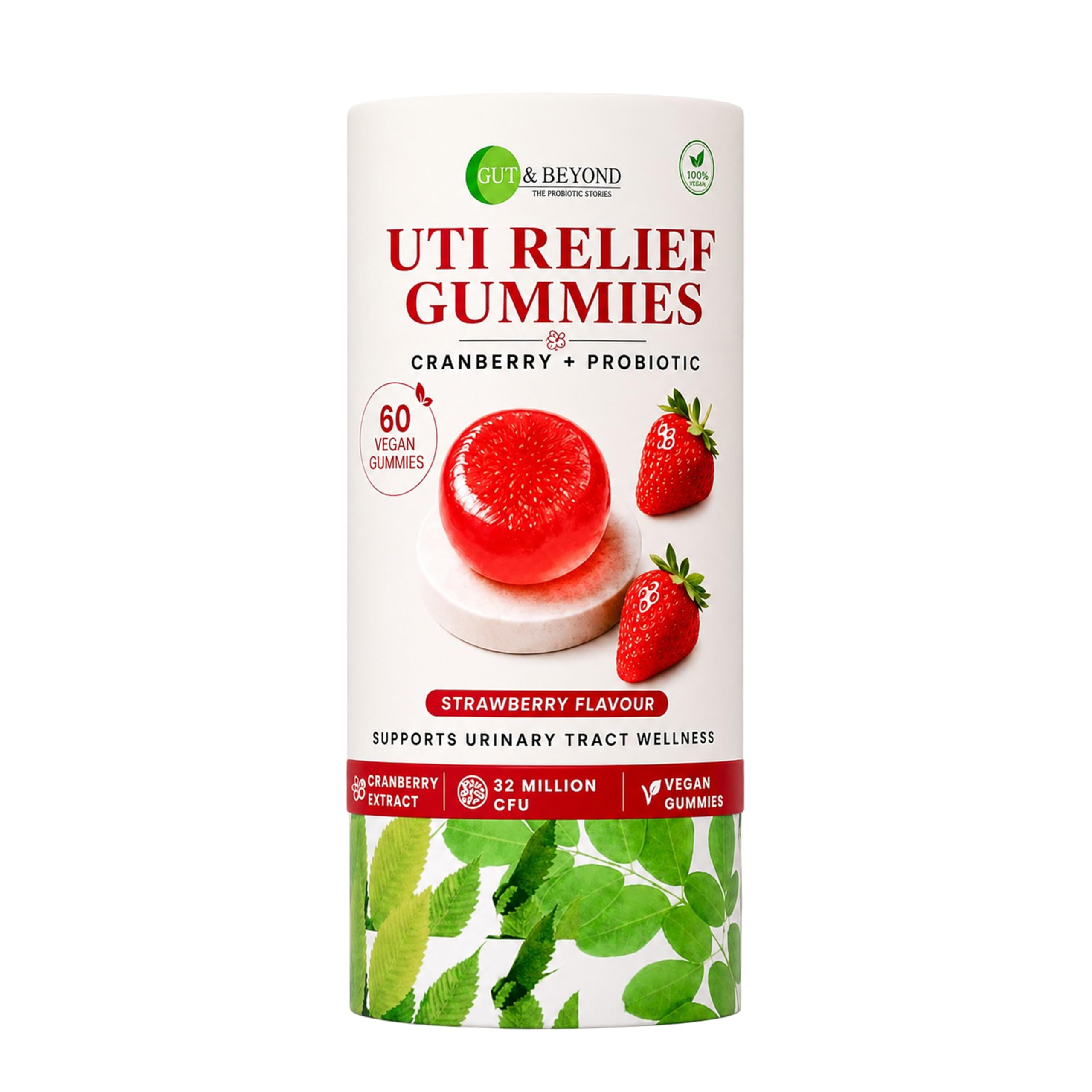 Gut & Beyond UTI Relief Gummies | Alternative to Antibiotics | Prevents Harmful Bacteria | Reduces Urinary Discomfort | Supports a Healthy Bladder | Vaginal Microbiome | Urin|ary Tract Health | Cranberry & Probiotic Formula | Strawberry Flavour | 60 Gummies-picture-15