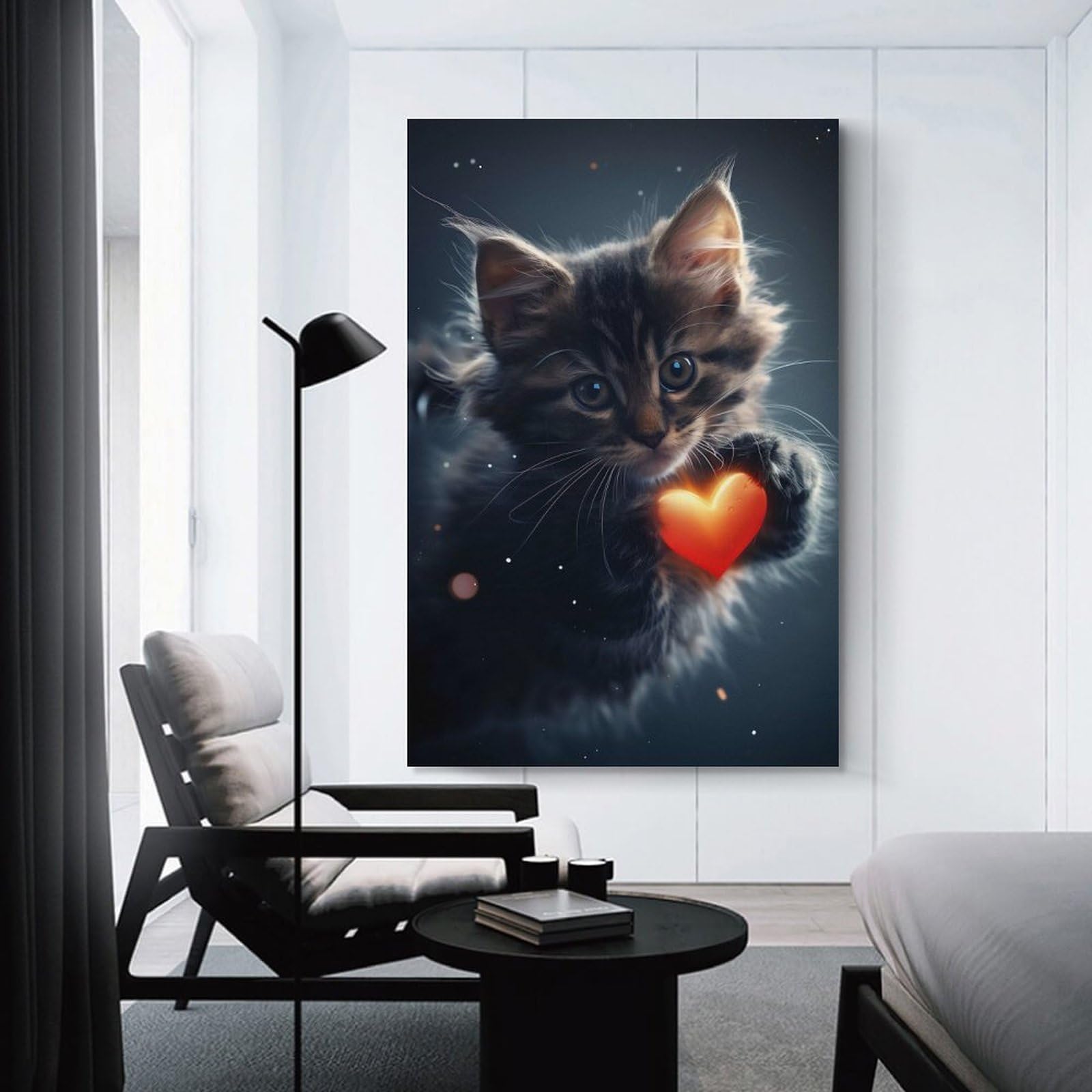 Junmoney Unframe-Style-1 Kittens Radiant Love Wall Picture Print, 12X18inch(30X45cm), For New Homes, Bedrooms Or Workspaces, Thoughtful Wall Decor For Art Lovers