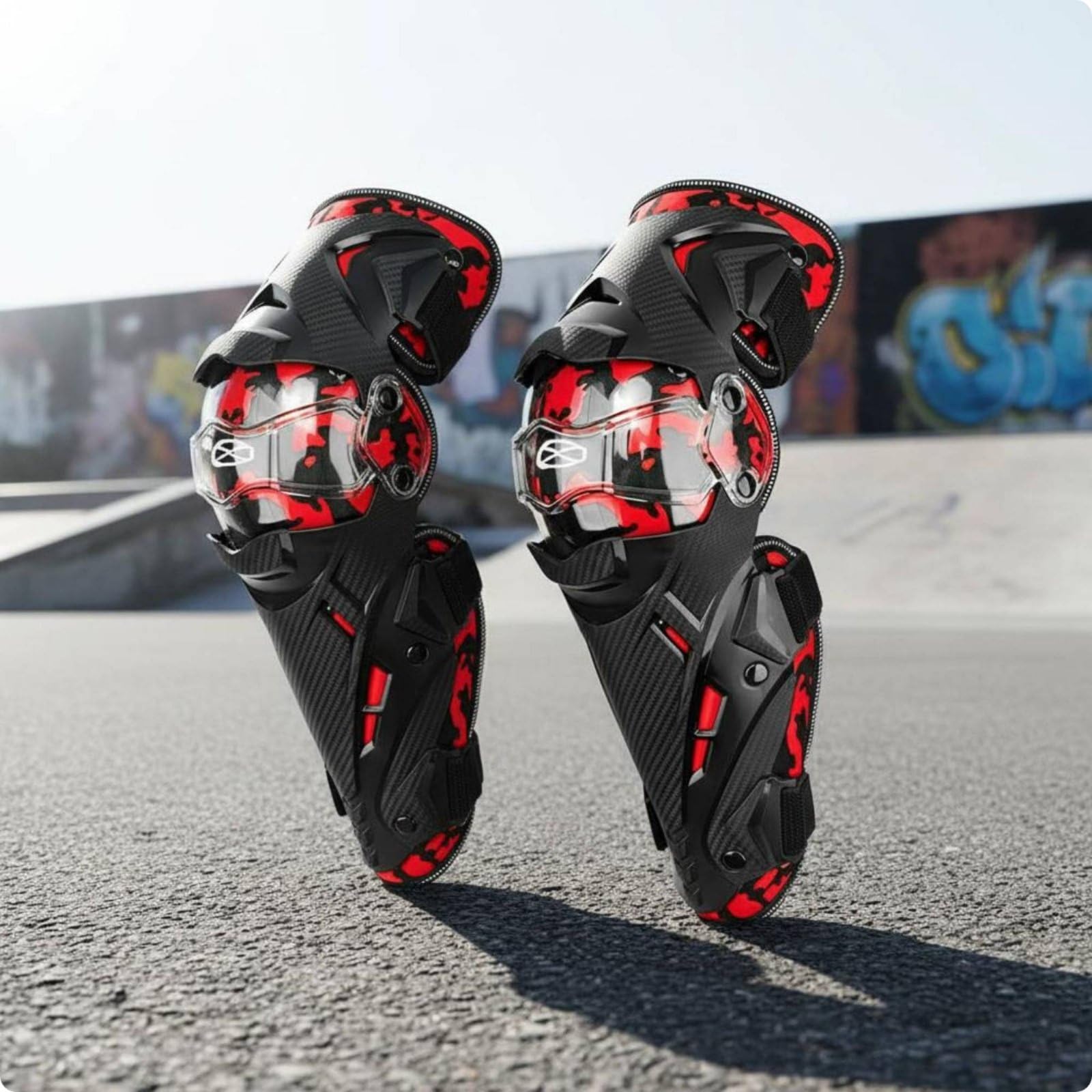 2 Piezas Rodilleras de Motocicleta Anticaídas Rodilleras de Motocross Uso en Multiestacional Protector Articulación Rígido para Hombres, Mujeres, Rojo, Talla Única