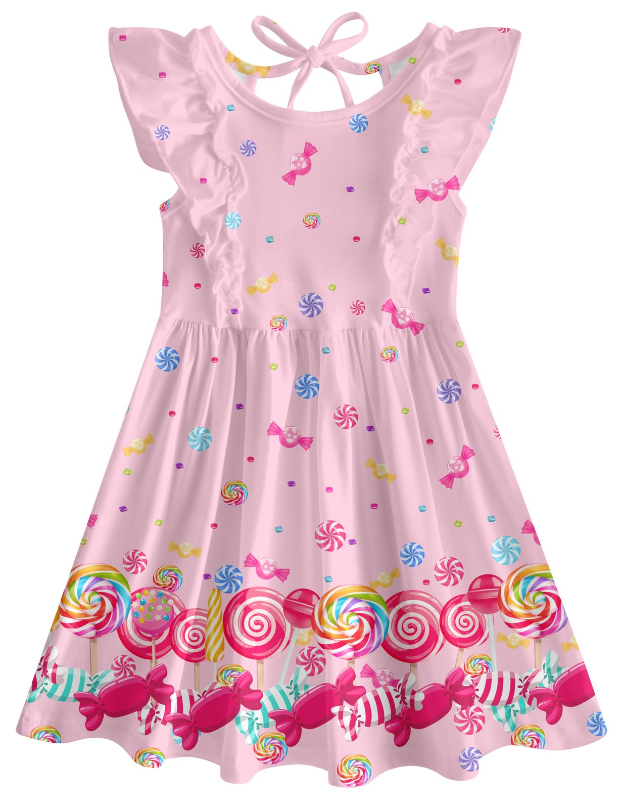 Goodstoworld Toddler Girl Dress for Kids Summer Beach Ruffle Tie Back Dresses for 2-8T