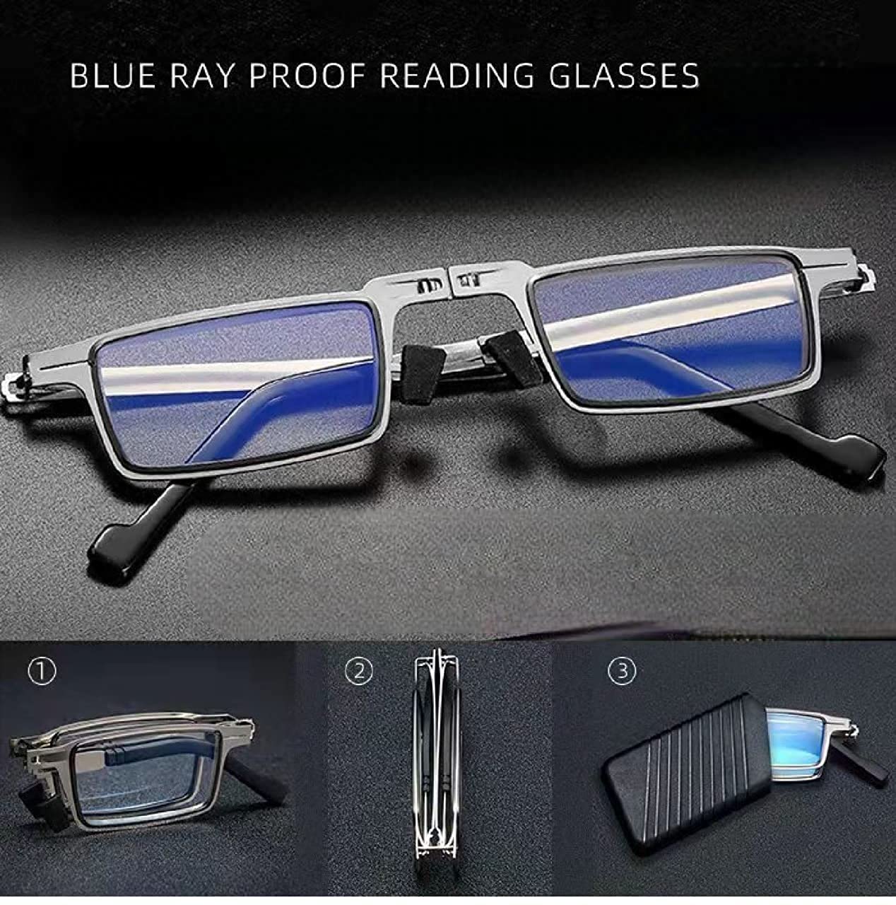 SHFTI Elderly ultra-light flower glasses men's portable high-definition reading glasses men's glasses anti-blue light middle-aged and elderly women trendy mobile phone holder (SILVER, 2.0) 3