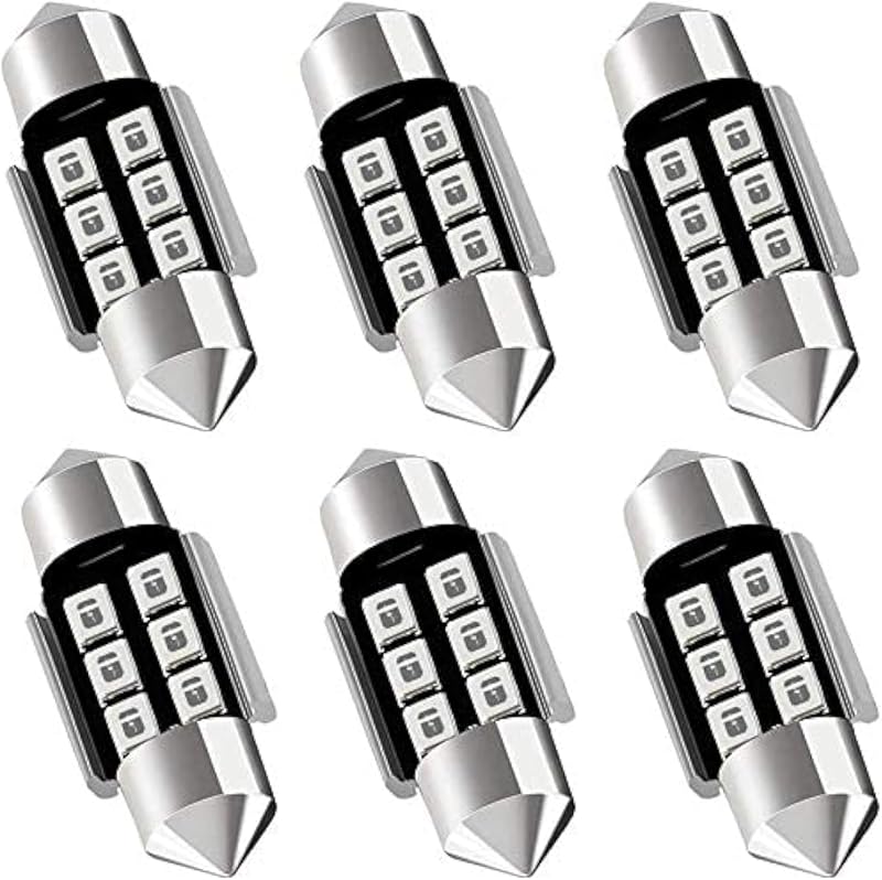 Lâmpada LED automotiva AUXLIGHT DE3175 DE3021 DE3022 31 mm verde para luz interna – Pacote com 6