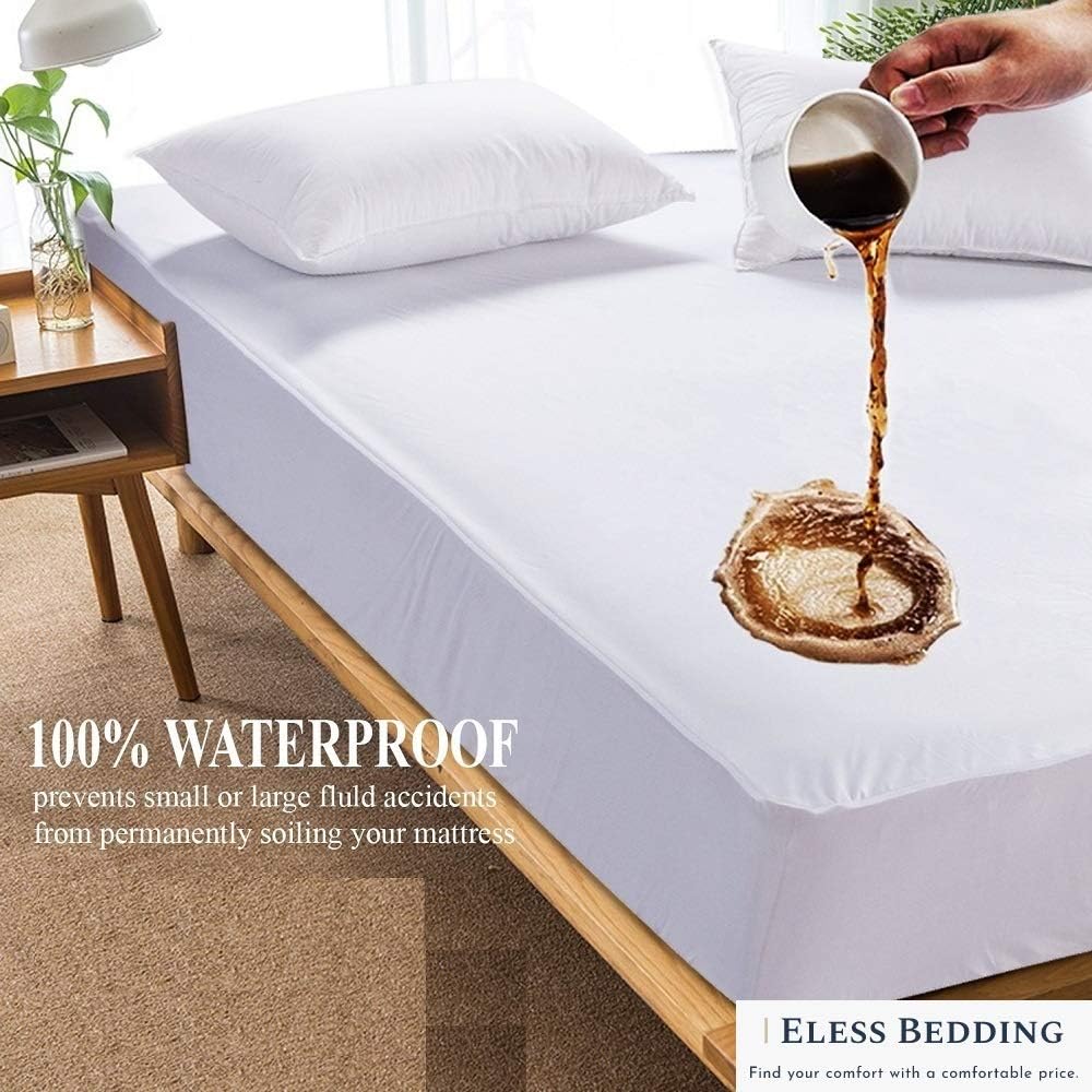 Cottington Lane Split Queen Mattress Protector, 39 Inch, White Solid, Lightweight, Washable