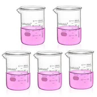 5pcs 50ml Heavy Duty Glass Beakers, LVAC017